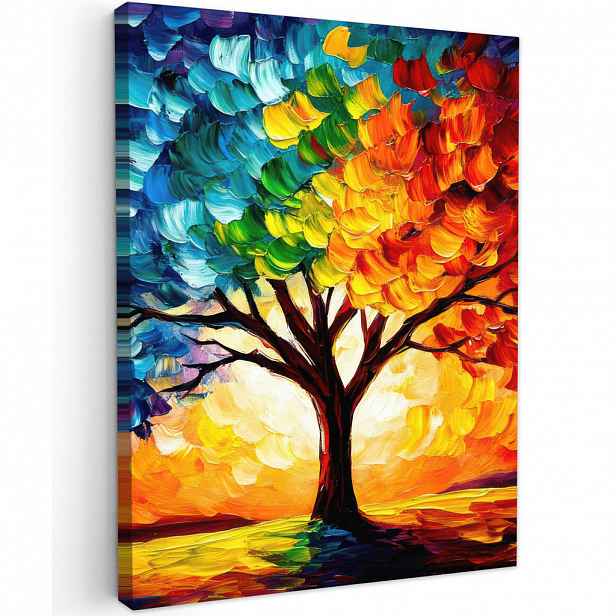 MuchoWow OBRAZ NA PLÁTNĚ Strom - umění - příroda - západ slunce 30x40 cm
