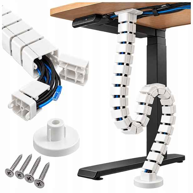 Organizér kabelů pod stůl Vodící lišta pro kabely Páteř Bílá 75 cm
