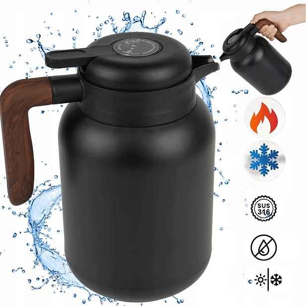 Thermos 1,5 L, Termohrnek Z Nerezové Oceli S Ukazatelem Teploty