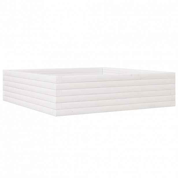 vidaXL Zahradní truhlík bílý 90 x 90 x 23 cm masivní borové dřevo