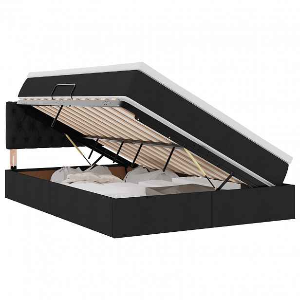 vidaXL Postel s úložným prostorem a matrací Černá 140 x 190 cm Samet