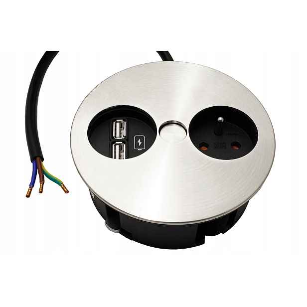 Bachmann Systém Twist, zásuvka Cz, zdroj (2x Usb A), barva nerez (931.032)