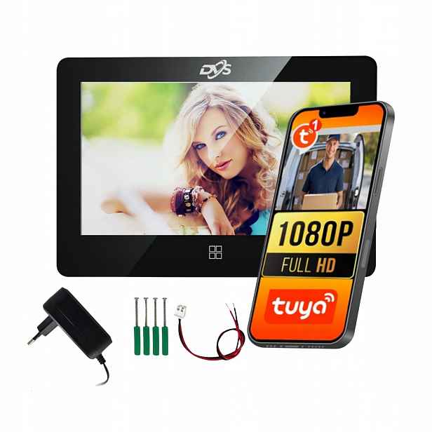 Černý Monitor Pro Videodomofon VS20072T WiFi Dotyk Audio Aplikace Tuya Dvs