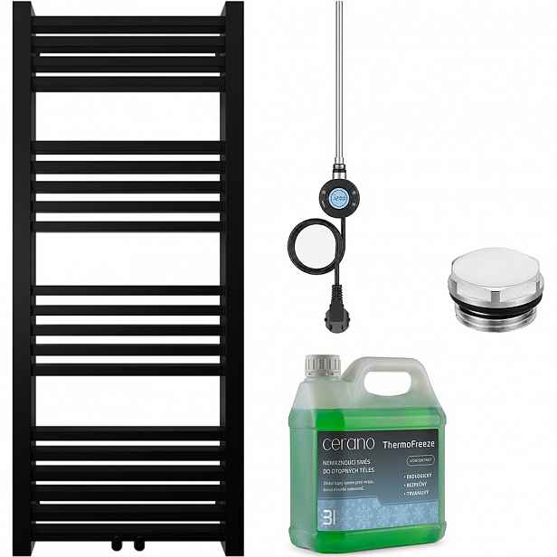 Koupelnový elektrický radiátorový set Franko - WIFI - 300W - černá matná - 1200x500 mm