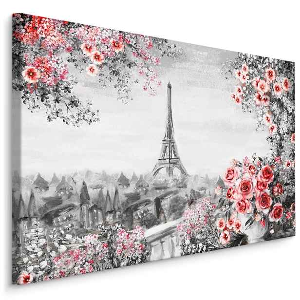 Plátno Květinový Balkon S Výhledem Na Eifferovu Věž Varianta: 120x80