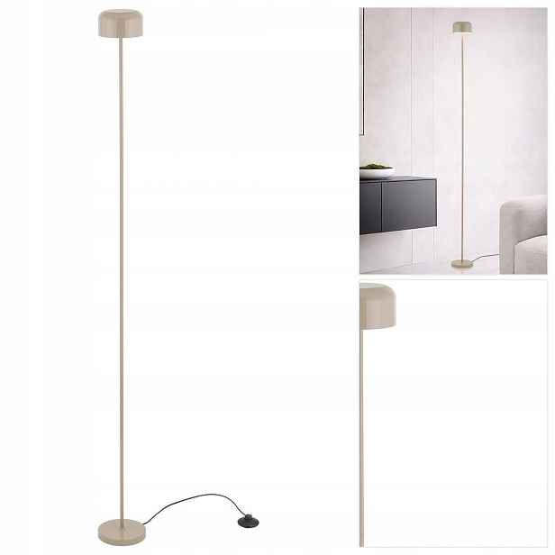 Podlahová lampa Noa Led béžová, moderní, vedle křesla v obývacím pokoji Tk Lighting
