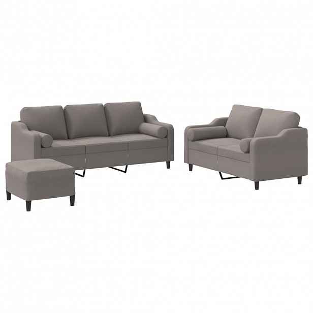 vidaXL 3dílná sedací souprava s polštáři taupe textil