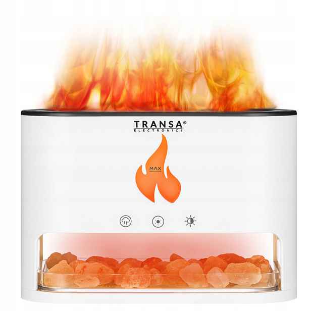 Difuzér Aromaterapie Plamen Led Himalájská sůl AromaFire Bílá