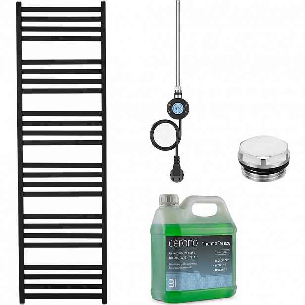 Koupelnový elektrický radiátorový set Fulgiduson - WIFI - 600W - černá matná - 1800x530 mm