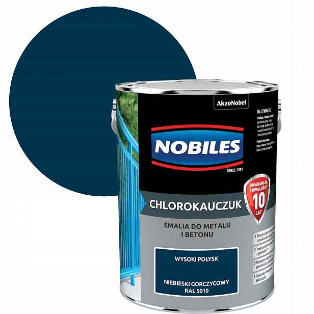 Nobiles Chlorokaučuk Hořčičný Modrý Ral 5010 5L Na Betonu A Kov