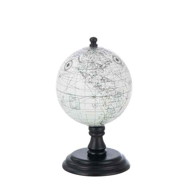 Šedo-černý glóbus na dřevěném podstavci Globe - 10*10*20 cm J-Line by Jolipa