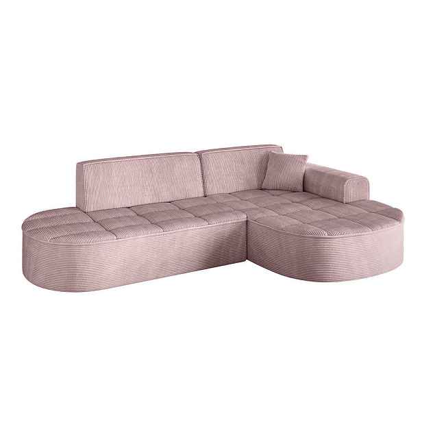 ALTDECOR ROHOVÁ SEDAČKA s otomanem, pravá TARO-L1 243x171x79,5 Růžová Manšestr