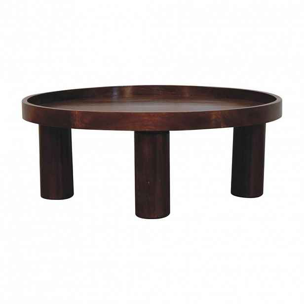 Artisan Furniture KONFERENČNÍ stolek Crescent kaštanový, válcové nohy, tmavě hnědý