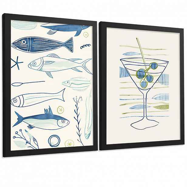 Nacnic PLAKAT Sada 2 Martini A4 Černý rám