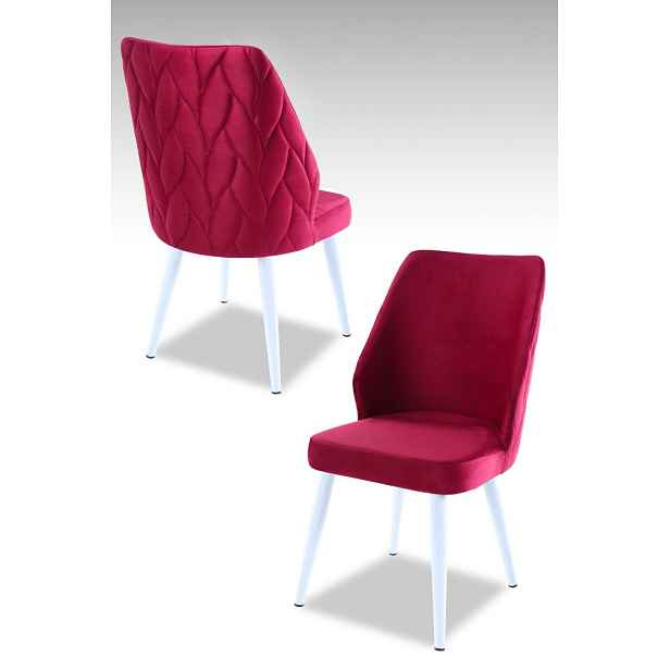 Sada židlí (2 kusy) Pufi - Claret Red, White