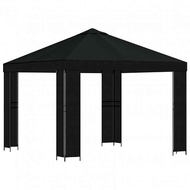 vidaXL Altán 3 x 3 m Černá Polyester a ocel 190 gsm