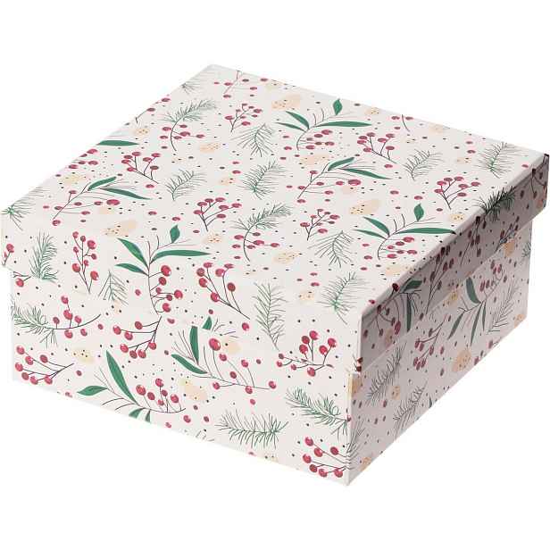 Dárkový vánoční box, bílá, 14,5x7x14,5cm