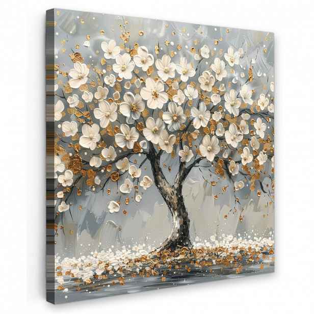 MuchoWow OBRAZ NA PLÁTNĚ Strom - Květiny - Bílá - Příroda - Umění 20x20 cm