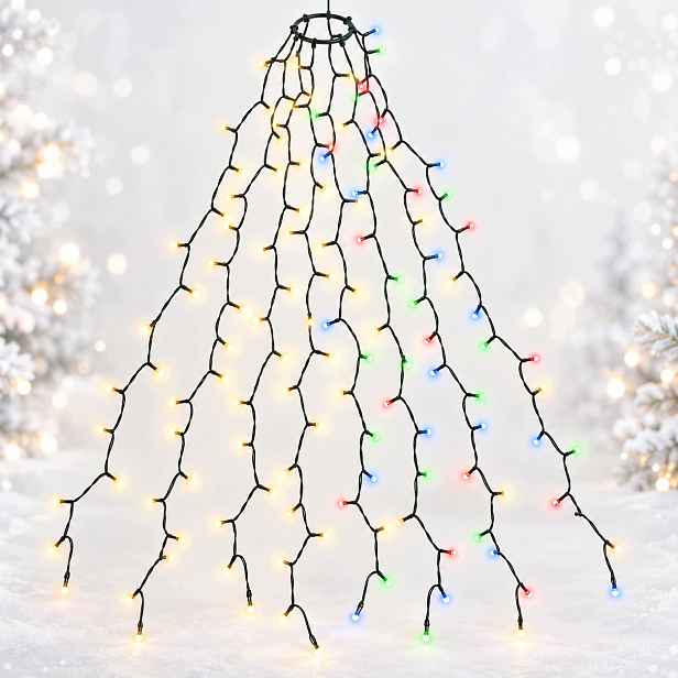 Vánoční osvětlení na stromeček Led 280 diod 2 m 8 girland prstenec teplý barevný
