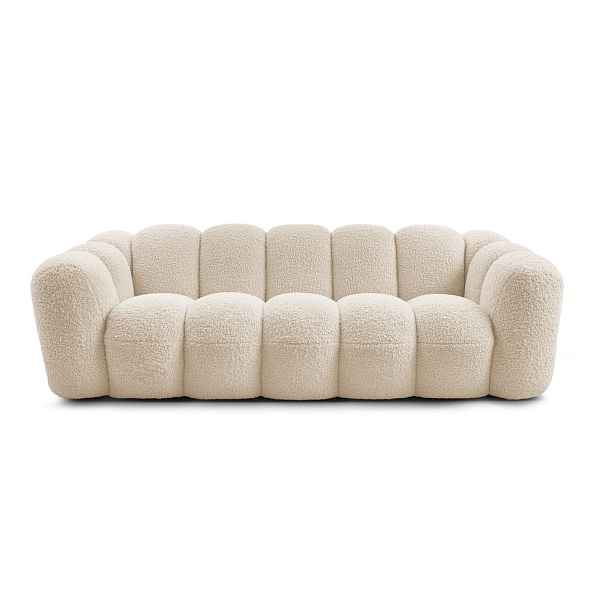 Béžová pohovka z textilie bouclé 232 cm Hippolyte – Bobochic Paris