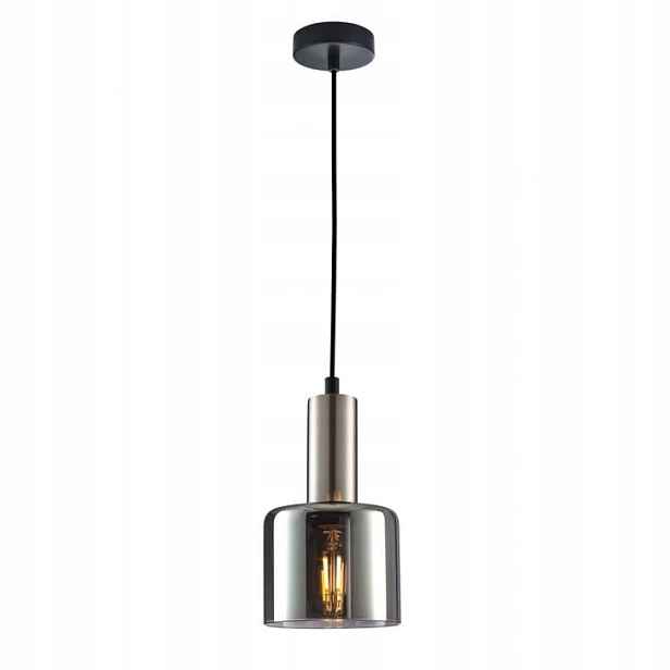 Italux Závěsná lampa Santia 1xE27 Stříbrná/Černá Sklo 94,5 cm