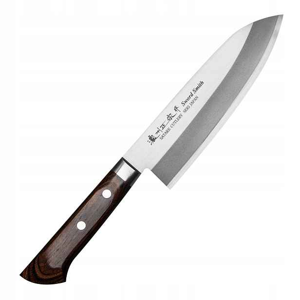 Kuchyňský Nůž Santoku Satake Unikátní japonský na zeleniny s čepelí 17 cm