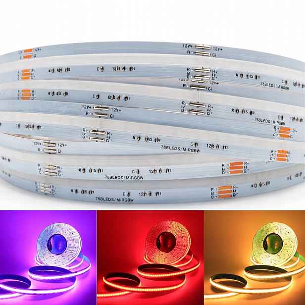 Led pásek Cob 784 LED/m Rgbw Ww 15W/m 24V IP20 5m jednolitý vícebarevný