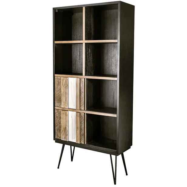 LivinHill Knihovna Adesso 90 cm z masivu hnědý/černý