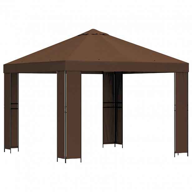 vidaXL Altán 3 x 3 m Hnědá Polyester a ocel 190 gsm
