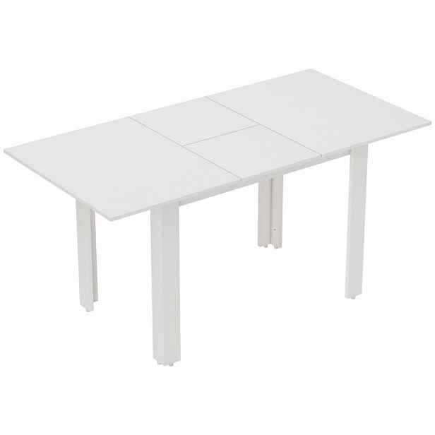 HOMCOM ROZTAŽITELNÝ JÍDELNÍ STŮL 120–160 x 80 cm Kuchyňský stůl pro 4–6 osob, lesklá bílá