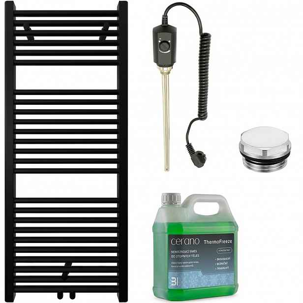 Koupelnový elektrický radiátorový set Lincoln - 300W - černá matná - 1200x500 mm