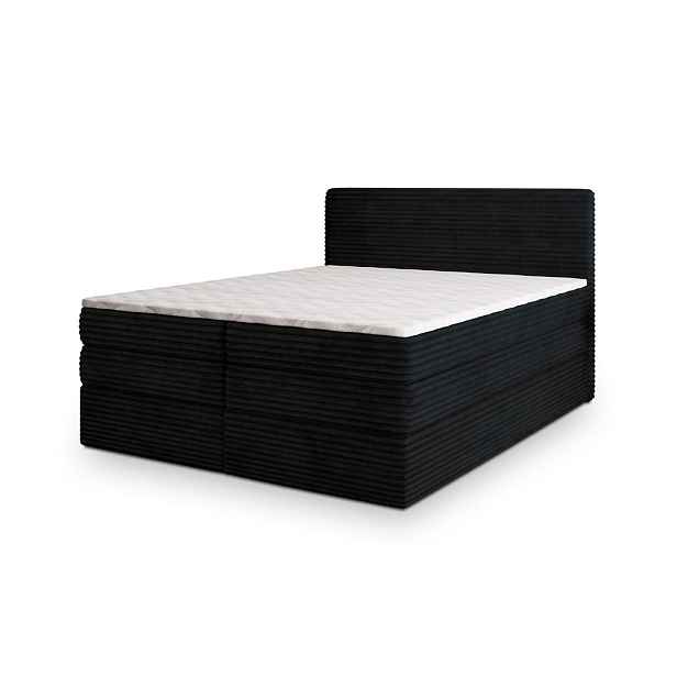 MASSENO AMERICKÁ POSTEL LUNERA, 200x200 cm s matrací a úložným prostorem, H2+H3, černá