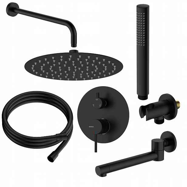 Sprchový set pod omítku s třífunkční černou baterií sprchová hlavice hadice