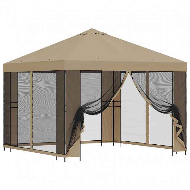 vidaXL Zahradní altán se stěnami 3 x 3 m Béžová Polyester a ocel