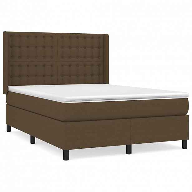 vidaXL Box spring postel s matrací tmavě hnědá 140x190 cm textil