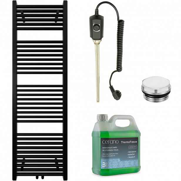 Koupelnový elektrický radiátorový set Lincoln - 300W - černá matná - 1600x500 mm