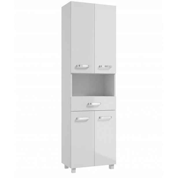 Koupelnový sloupek stojící bílý lesk 170x50 cm moderní a praktický skříňka