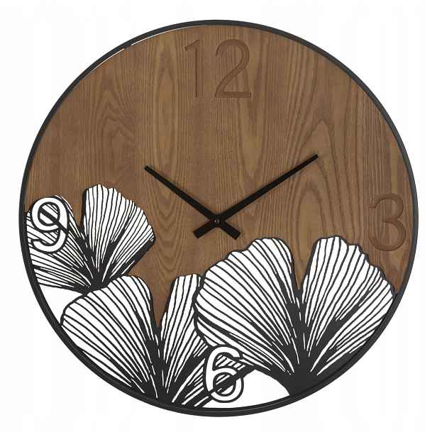Nástěnné hodiny Wood, hnědé, Ø 60 cm