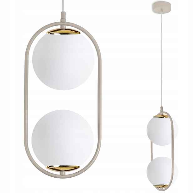 Závěsná Lampa Stropní Lustr Bílé Koule Béžová Do Obývacího Pokoje Koupelny Kuchyně