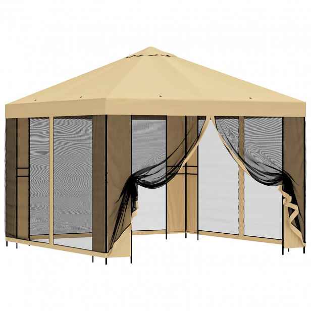 vidaXL Zahradní altán se stěnami 3 x 3 m Krémová Polyester a ocel