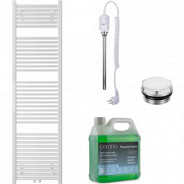 Koupelnový elektrický radiátorový set Lincoln - 600W - bílá lesklá - 1800x500 mm
