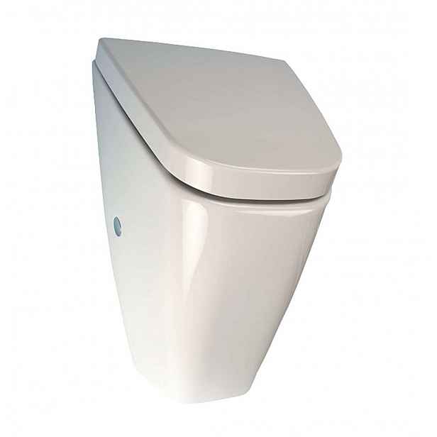 Sanela - Pisoár Villa s víkem, s radarovým splachovačem, zadní přívod vody, bateriové napájení 6 V, SoftClose, Bluetooth, bílá SLP 37RB