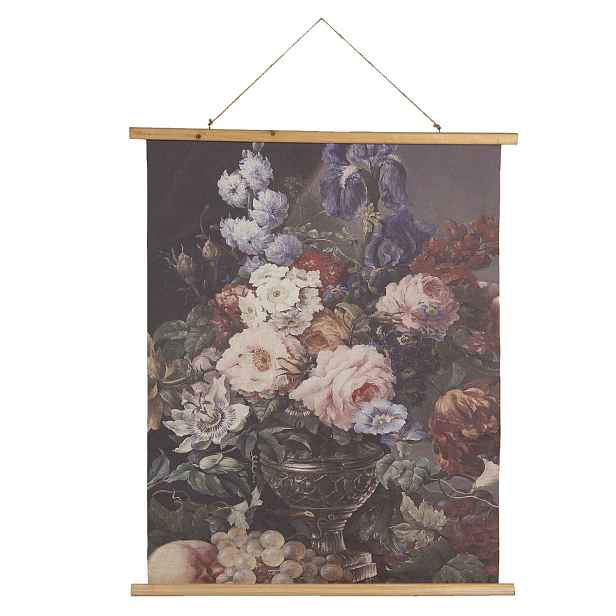 Závěsný textilní obraz květinové zátiší v retro stylu - 80*2*100 cm Clayre & Eef