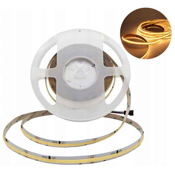 Led Páska Cob 5m 24V 360d Bílá Teplá 3000K Digitální Pixel Tekutá WS2811