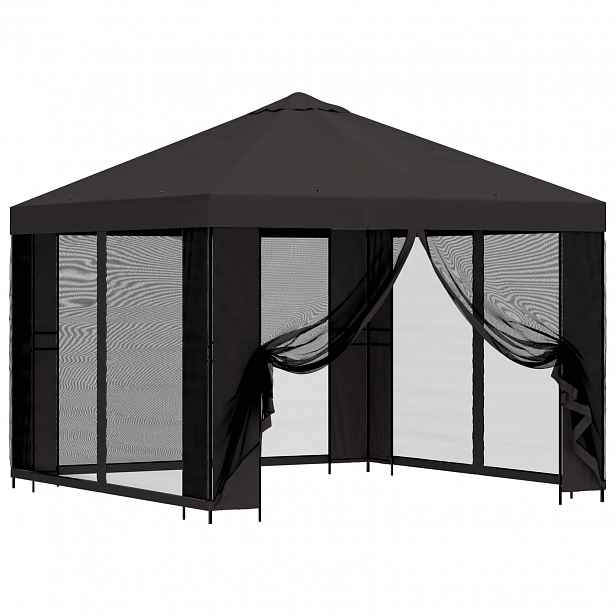 vidaXL Zahradní altán se stěnami 3 x 3 m Antracitová Polyester a ocel