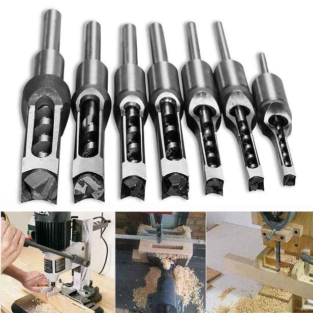 Vrtáky pro čtvercové otvory Dřevo Mdf Sada 6 ks 6.4-16 mm Ocel Hss