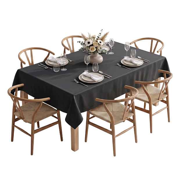 Plamovzdorný ubrus na vánoční stůl silný Hladký Elegant Černý 150x250