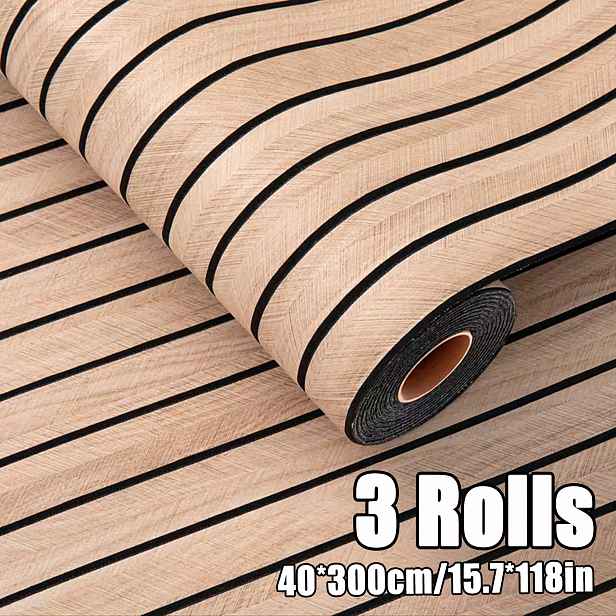 TEMU 3 role samolepicí 3D tapety s texturou dřeva - odlep a nalep, XPE materiál, stropní a nástěnné panely, vhodné pro zakřivené povrchy, přepážky a