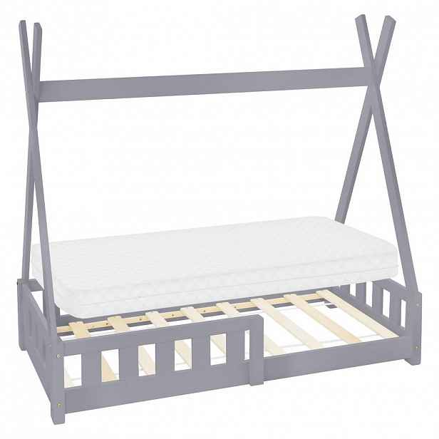 ML-DESIGN DĚTSKÁ POSTÝLKA Tipi s matrací 70x140 cm světle šedá