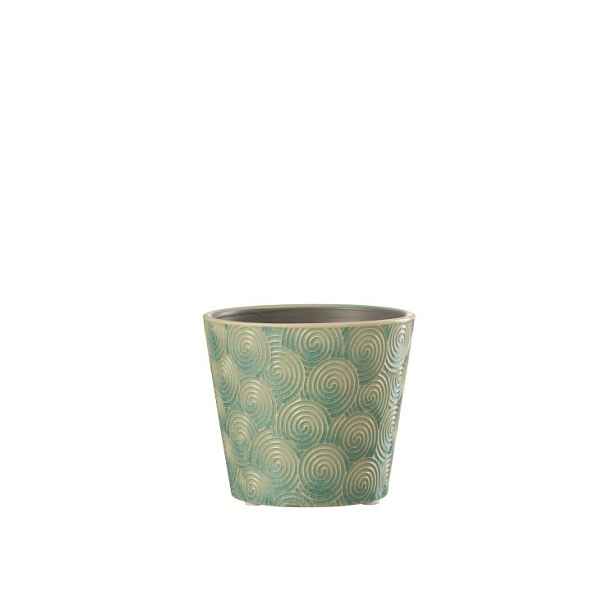 Tyrkysový vzorovaný obal na květináč Spiral S - Ø11*10 cm J-Line by Jolipa
